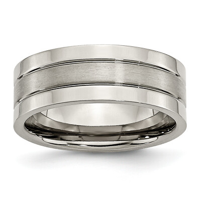 Chisel Titanium Brushed Center 8mm Grooved Band TB189