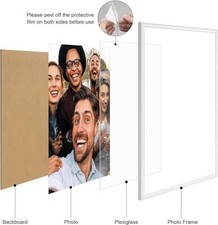 2 Pack 18x18 Picture Frame White, Display Pictures 14x14 with Mat 18x18 Without
