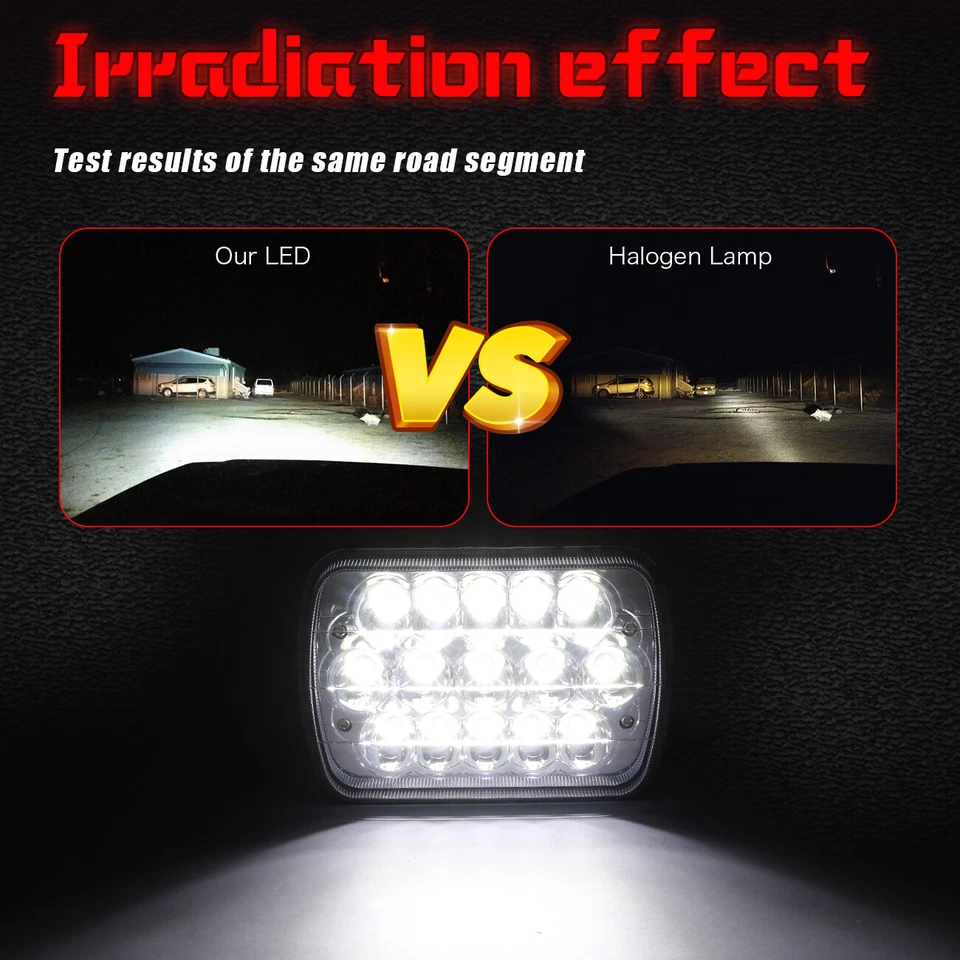 Chrome Pair 7x6" LED Headlights High/Low Beam for 1982-1993 Chevy S10 Blazer DOT Foto 4 de 4