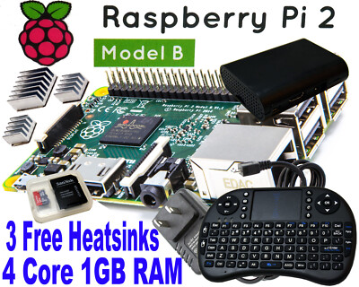 Raspberry PI Model 2 B V1.1 with Power Adapter, keyboard, sd card, case etc