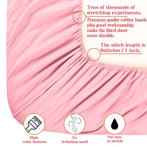 High Thread Count Microfiber Bed Sheet Set Flat Sheet Fitted Sheet Wrinkle Free - Bild 42 von 69