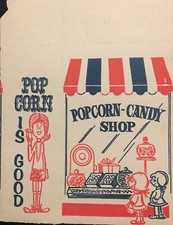 Charming POPCORN & CANDY SHOP BOX W/Two Small Girls Looking in the Shop "NOS"