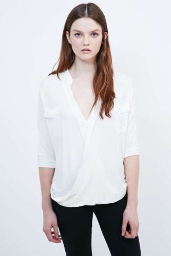 Urban Outfitters White Shirt Drape Surplice - Small - RRP £38 - New - Picture 1 of 7