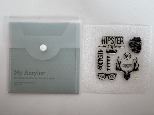CTMH My Acrylix Acrylic Stamp Set Born to Roam Hipster Style Mustache B1456 - Picture 3 of 13
