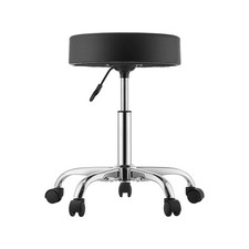 Uimoso Adjustable Rolling Stool with Wheels, 500 lbs Capacity, Round Seat, Black