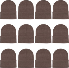 12-Pack Knitted Winter Beanie Hats for Men and Women, Warm and Cozy Cuffed Skull