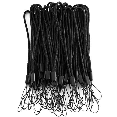 Lot de 50 lanières de poignet courtes noires poignet léger lanière sangle