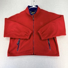 Vintage Eddie Bauer EBTEK Fleece Jacket Men XL Red Full Zip Boxy Fit Made In USA