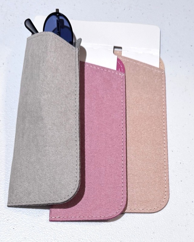 NEW GRAY PINK and Tan 3 Pack Soft Slip-In Eyeglasses Cases