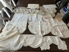 Lot Of 24 Vintage Table Runners  Doilies Crochet Embroidered
