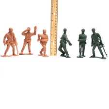 6 Greenbrier International Large 4" Plastic Army Men Toy Soldiers, 3 Tan 3 Green