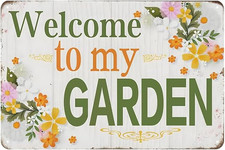 Welcome to My Garden Sign - Patio Sign for Outside, Backyard, Farmhouse Wall Dec