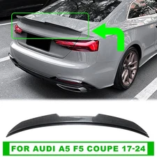 Carbon Look Rear Boot Trunk Spoiler Wing For Audi A5 F5 Coupe 2017-24 PSM Style