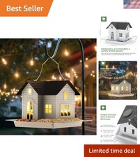 Multi-Compartment Solar Bird Feeder - Easy-Refill Hanging Metal Garden Decor