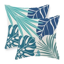 Tropical Pillow Covers 18x18 Set of 2 18" x Pack 2 , Teal Palm Leaves