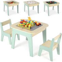 Kindertisch Mit 2 StüHlen TF6808, 60 X 60 X 49 Cm, GrüN - N