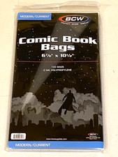 100 Comic Book Bags MODERN/CURRENT 6 7/8 X 10 1/2 "NEW Sealed"