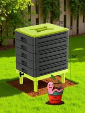 5 Tray Worm Farm Composter Bin XL 100L Capacity  Vermicomposting Red Wigglers