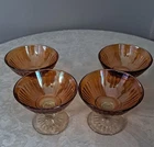 Vintage Marigold Carnival Glass "Round Robin" Dessert Sherbet Bowls Set Of 4