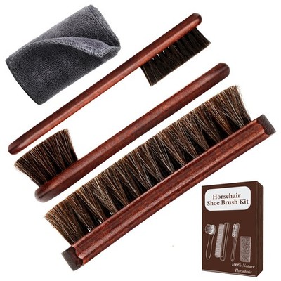 Lyssra 4Piece 100% Horse Hair Shoe Brush Kit for Leather Care   Professional ...