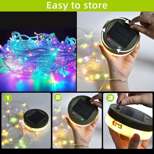 10M Stowable String Lights Solar USB Camping Lights Reel Waterproof Outdoor RGBW - Picture 6 of 15
