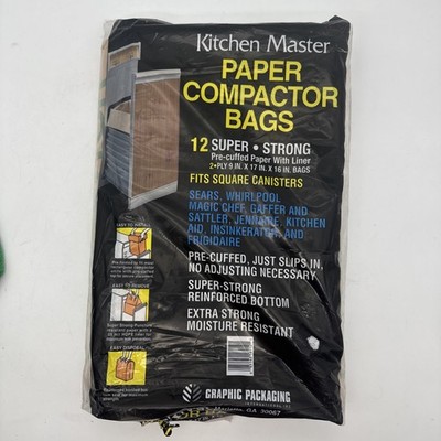 Kitchen Master Paper Compactor Bags 12 Pack Super Strong Fits Square Canister  