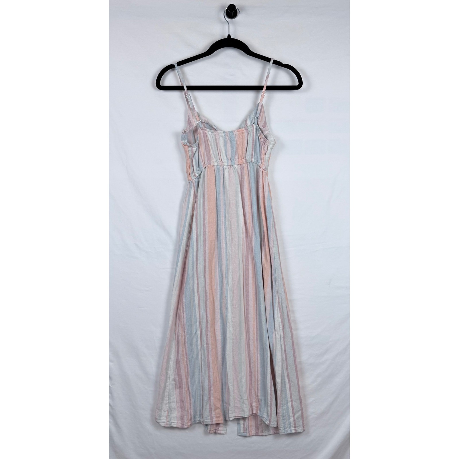 Streetwear Society Pastel Striped Midi Dress S Linen Spaghetti Straps Summer image 7