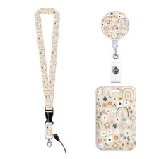 Rainbow Neck Lanyard with Card Holder Retractable Badge Holder for Office