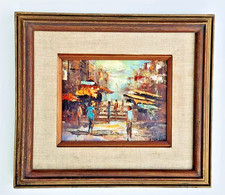 Peter Lee VTG MCM Original Impressionistic Pallette Knife Painting Framed Signed