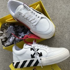 OFF-WHITE Low Vulcanized Calf Leather White Black Shoes Size 32 Kids Child