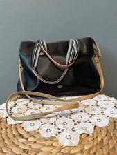 Borsa shopper David Jones Paris nera ecopelle borsa manici a righe