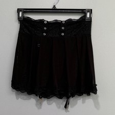 Black Sheer Mesh Garter Skirt Lace Trim Corset Back garter Detail Lingerie