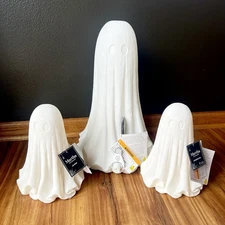 Martha Stewart White Cheesecloth Ghost Halloween Light-Up Tabletop Decor 10" 18"
