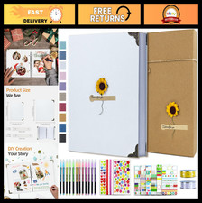 DIY Scrapbook Photo Album Kit - 60 Pages, Hardcover, 8.5x11, Pens, Tapes Stick