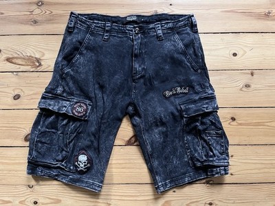 EMP Rock Rebel Cargoshorts Gr. M Cargohose Schwarz Grau Meliert