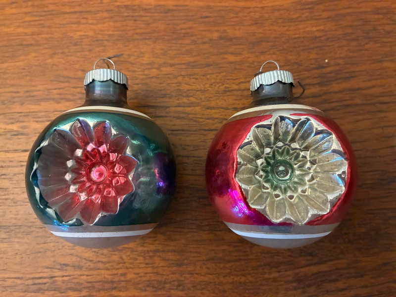 Vintage Shiny Brite Mercury Glass Ornament Double Indent   Flower  Design  USA