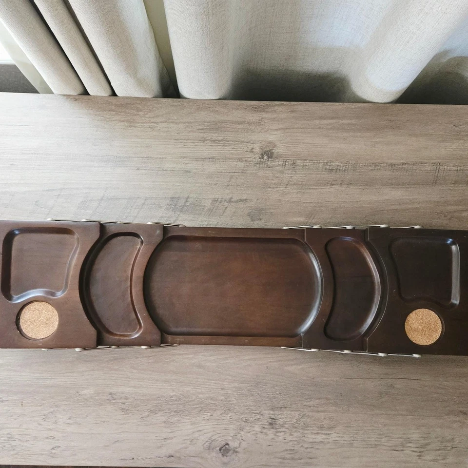 Milbern Wood Expandable Serving Tray with Cork Coasters Vintage Mid-Century - Image 2 of 4