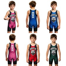 Kids Boys Bodysuit Lightweight Jumpsuit Wrestling Wrestling Singlet Color Block