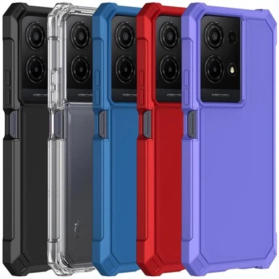 TJS For TCL K32 5G Phone Case 2 Layer Protection Shockproof Corners TPU Bumper Cover