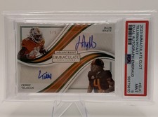 2023 Immaculate Jalin Hyatt Cedric Tillman Dual Auto Emerald 1/5 PSA 9