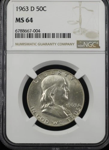 1963-D FRANKLIN HALF DOLLAR NGC MS64 (P0593)