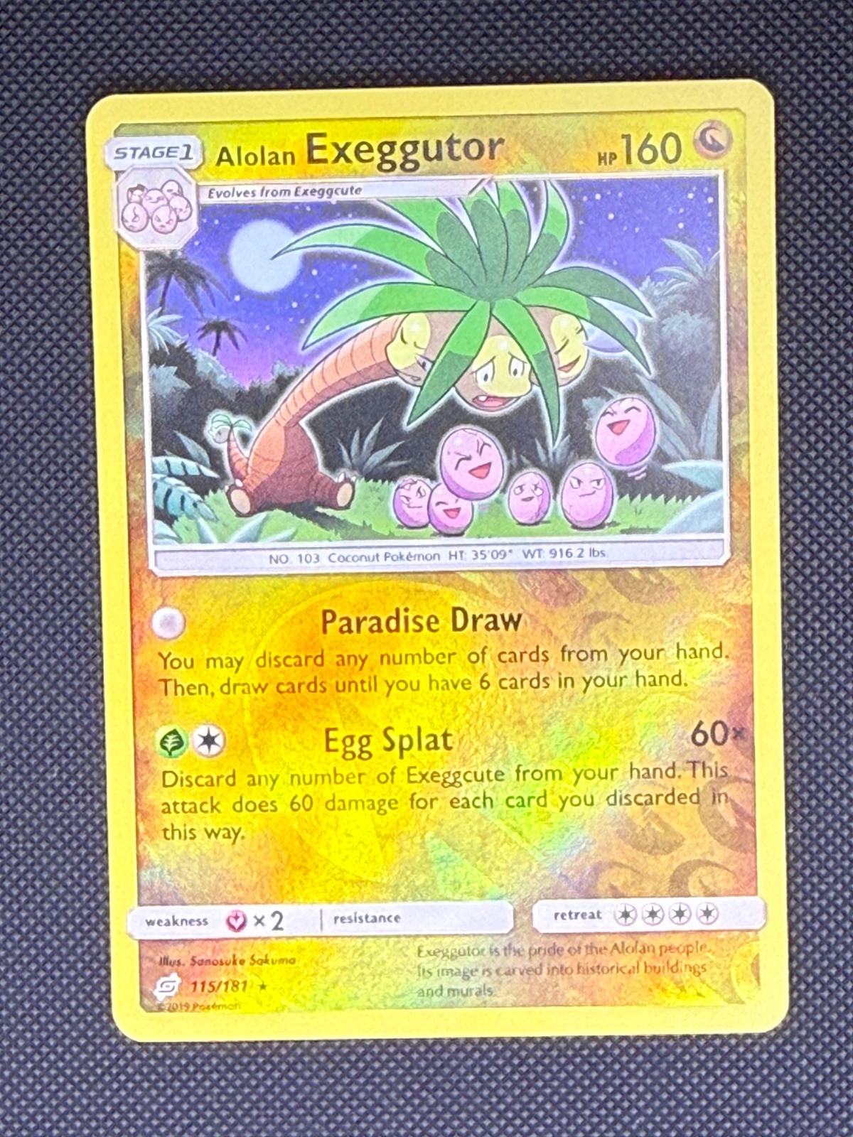 Alolan Exeggutor (115) Reverse Holo Rare SM - Team Up 115/181 LP
