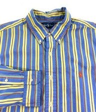 Vintage Ralph Lauren Polo Men's Classic Fit Button Down Blue Stripe Shirt XL