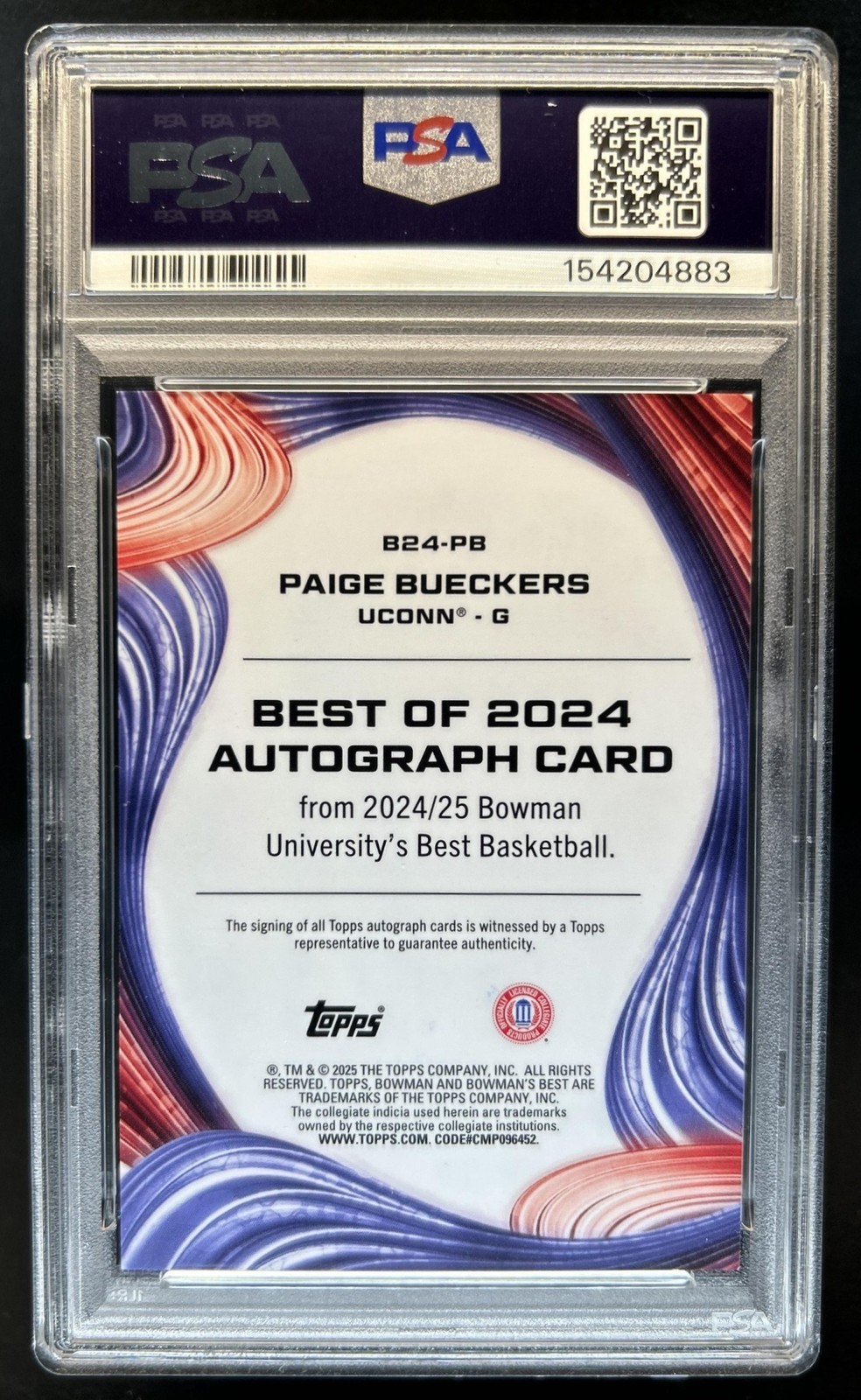 2024-25 Bowman's Best U Paige Bueckers Auto Autograph Teal Geometric #/15 PSA 9 view 2
