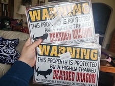 Lot Of 3 Beware Of Bearded Dragon Sign Reptile Dragons Bearded Dragon...