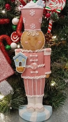 Tk Maxx Christmas Candy Cane Pastel Pink Iced Nutcracker Ornament Decoration 