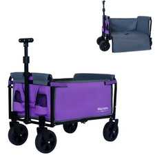 3 Cu. Ft. Steel All-In-One Convertible Folding Garden Cart with Bench Seat Stora