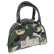 Mini borsa da bowling vintage Y2K Puma borsa lucida verde mimetica mimetica PVC