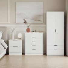 Modern 3 Piece Trega Bedroom Furniture Set Wardrobe Chest Drawers Bed Cabinet