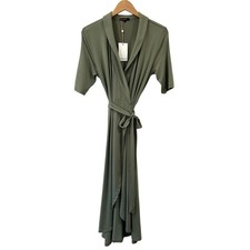 Quince Tencel Jersey Midi Wrap Dress L Sage Green NWT